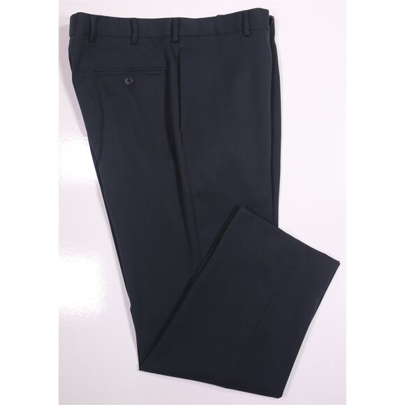 Brooks Brothers Madison Solid Black Flat Front Wool Dress Pants Trousers 36x26 - Picture 1 of 8
